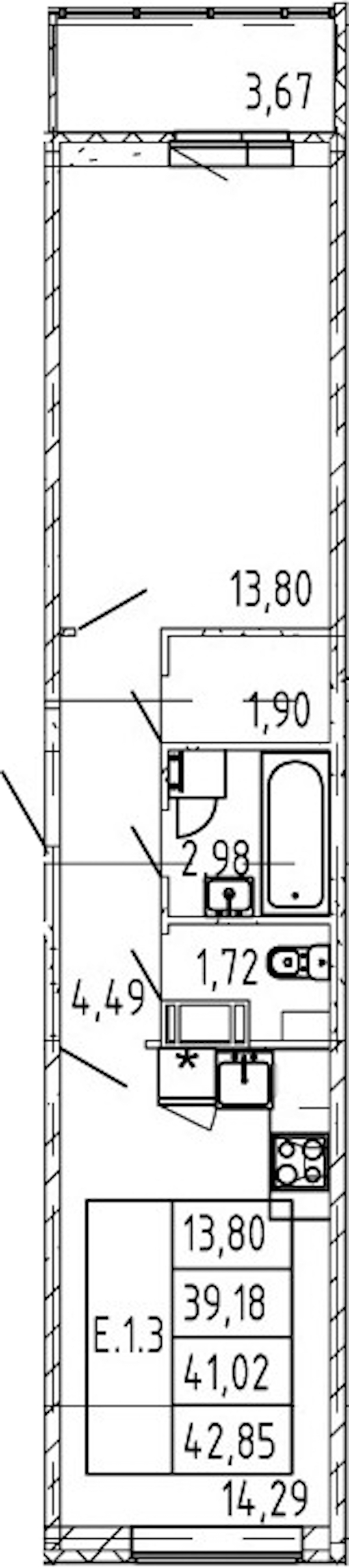 1-комнатная квартира 39.18 м², 12/12 эт., ЖК «Полис ЛАВрики»